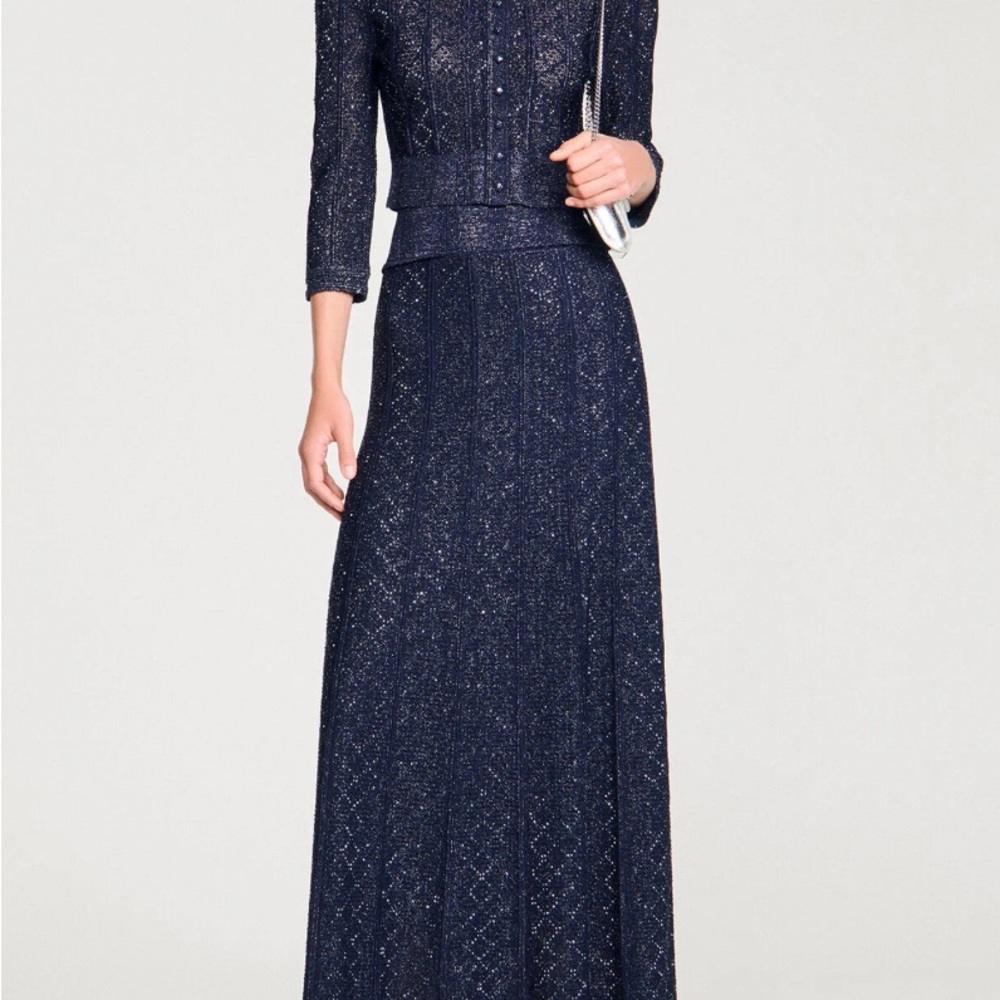 NWT Sandro Elegant Navy embellished maxi skirt